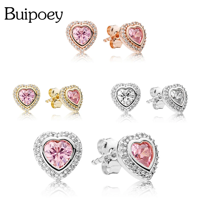 Серьги-гвоздики с кристаллами в форме сердца | Украшения и аксессуары