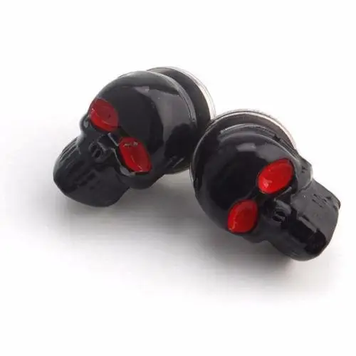 

2PCS Universal Motorcycle Plastic & Black Skull Red Eye Tag License Plate Frame Bolts Screws Caps Fastener For Honda Yamaha Etc