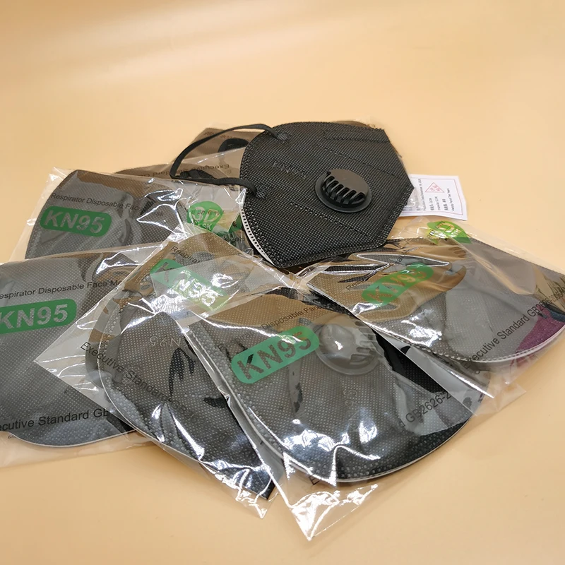 Черная маска KN95 защитные маски от пыли с дыхательным клапаном многоразовый