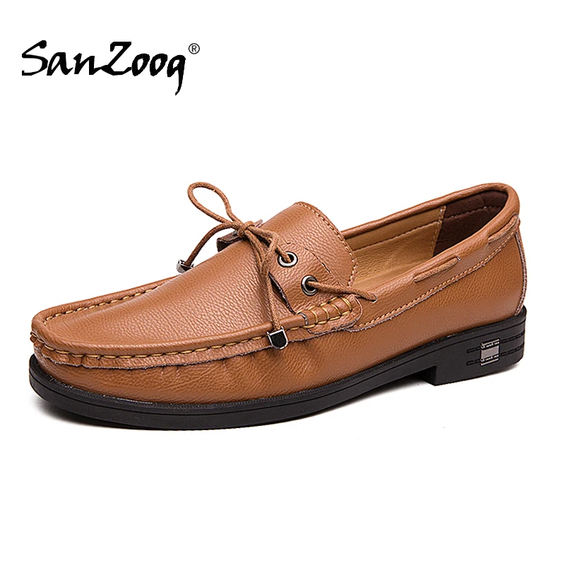 

Genuine Leather Men Loafers Mens Lofer Shoes Man Loafer Mocasines Hombre Casual Slip-ons Sepatu Pria Kulit Asli Hot Sale Brown