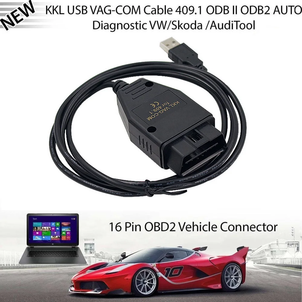 VAG COM 409 1 Vag Com 409Com vag kkl OBD2 II OBD кабель USB сканер сканирующий инструмент Интерфейс для