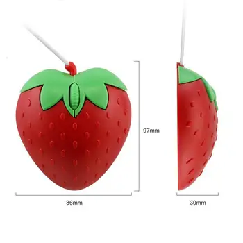 Portable Cute Mini Strawberry Wired Mouse Usb Small Optical PC Computer Mouse 3d Fruit Shape Girl Gift Mice For Office Laptop 6