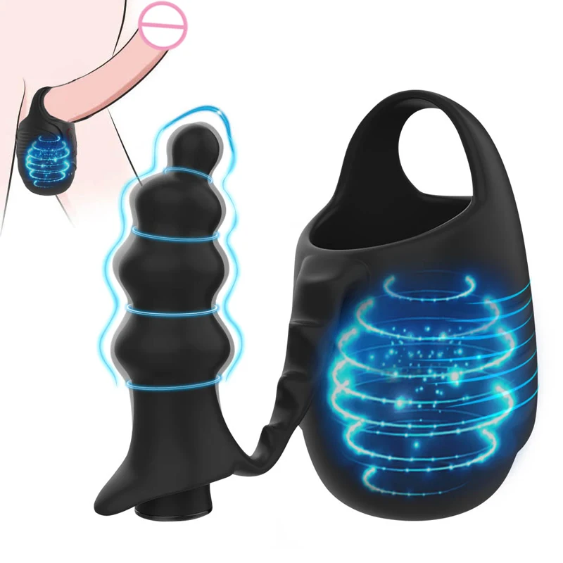 Анальная пробка вибратор мужской пенис массажер яиц стимулятор мошонки