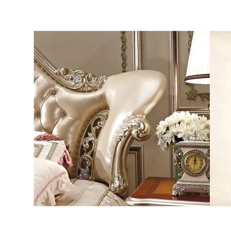 Россия роскошный отель Высокое качество Золотая кожаная кровать|Наборы для