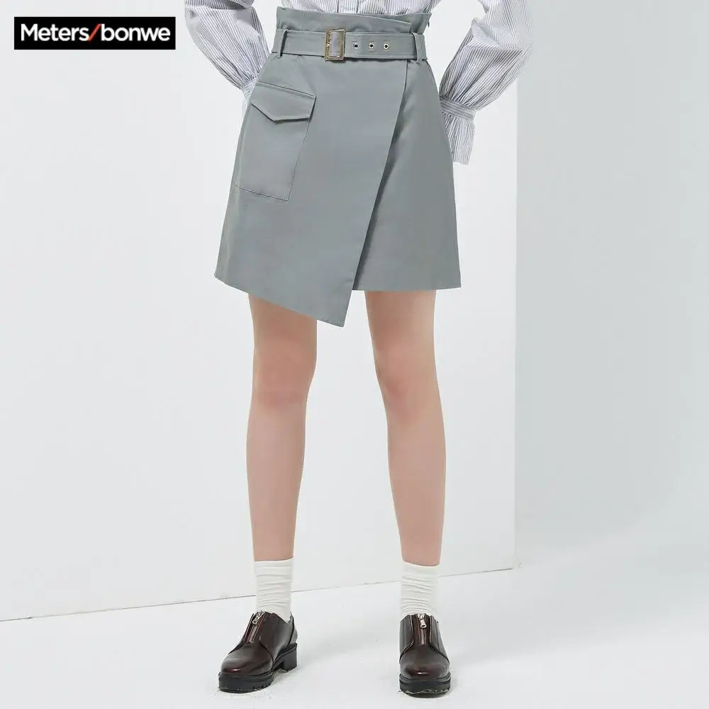 Женская Асимметричная юбка Metersbonwe Элегантная короткая с высокой талией весна