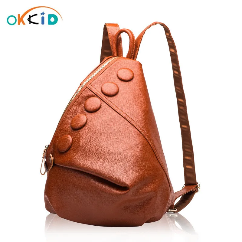 

OKKID women fashion leather backpack female genuine leather shoulder bag girls real leather back pack Christmas New Year Gifts
