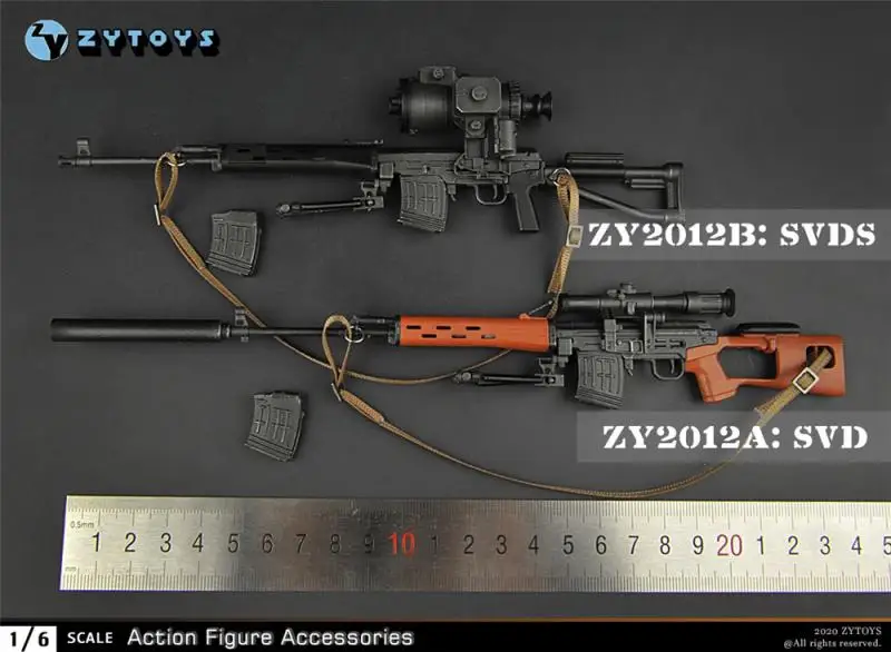 

ZYTOYS Hot Sales 1/6th ZY2012A/B SVD SVDS Sniper Rifle Russia Gun Weapons For Usual Doll Soldier Collection