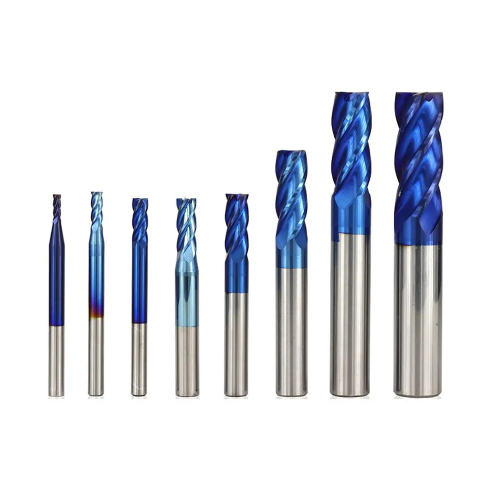 

8 шт 4 лезвия 50 градусов Вольфрамовая сталь синее покрытие компактный и портативный несколько размеров для фрезерного станка