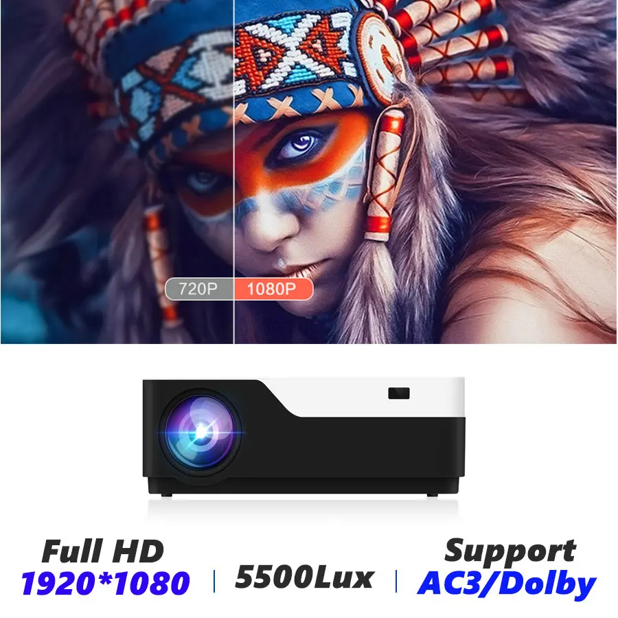 Vivicine M18 1920X1080 настоящий Full HD проектор, HDMI USB PC 1080p светодиодный домашний мультимедийный видеопроектор с поддержкой AC3