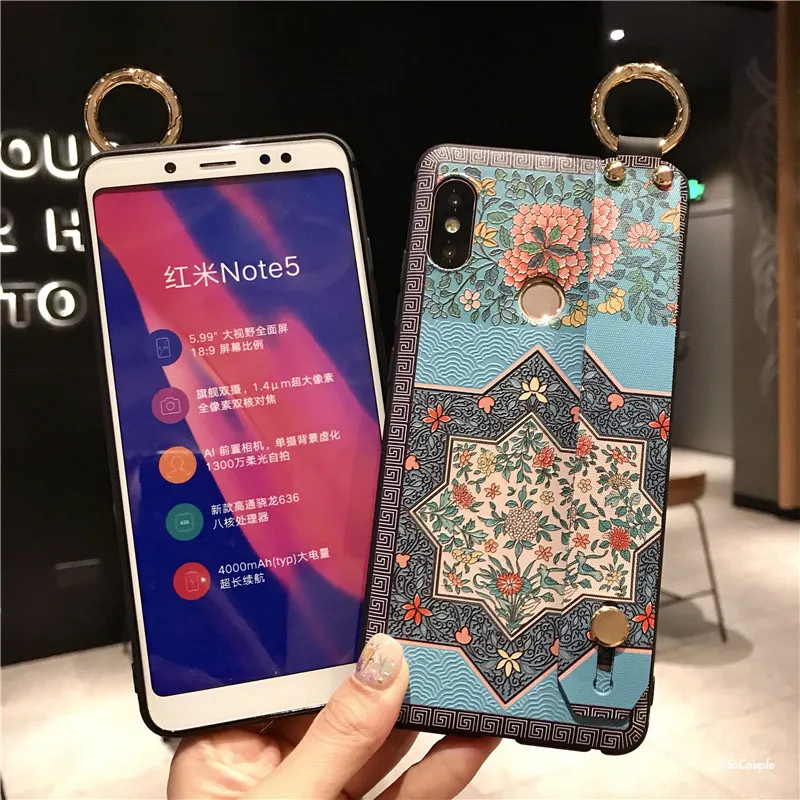 Ремешок на запястье чехол для телефона Xiaomi 8 9 5X 6X CC9 A3 Lite Redmi Note Pro 4X5 5A 6 7 K20 цветок