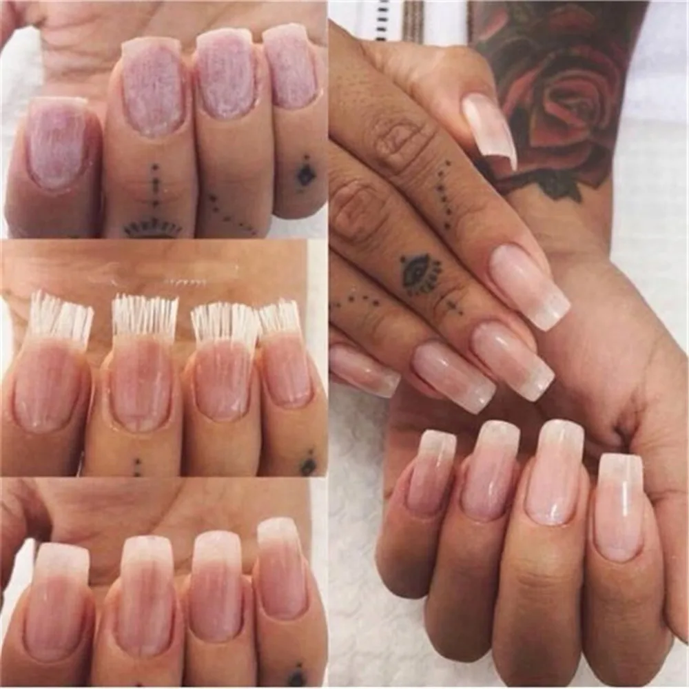 10Pcs Fibernails+1pcs Building Gel Fiberglass for Nail Extension Acrylic Nails Tips Set Manicure Tools