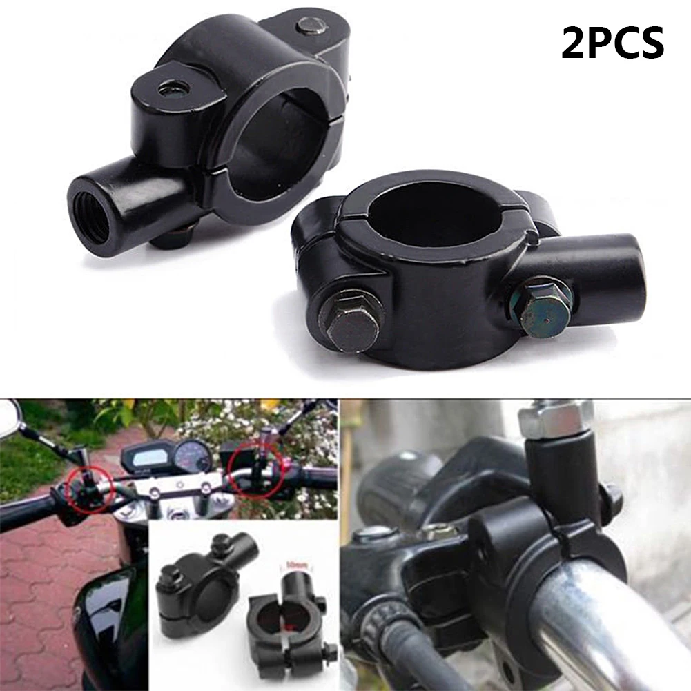 

2pcs 10mm Bicycle Mirror Holders Clamp Black Mount Motorcycle Universal Fixed Aluminum Mount