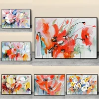 canvas painting modern watercolor flowers wall hand painted poppy flowers print on wall picture for living room home decor