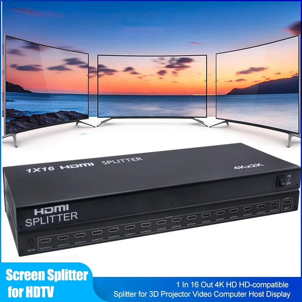 

Разветвитель для 3D проектора, совместимый с HDMI разветвитель, выход 1 в 16, 4K HD, вилка стандарта США