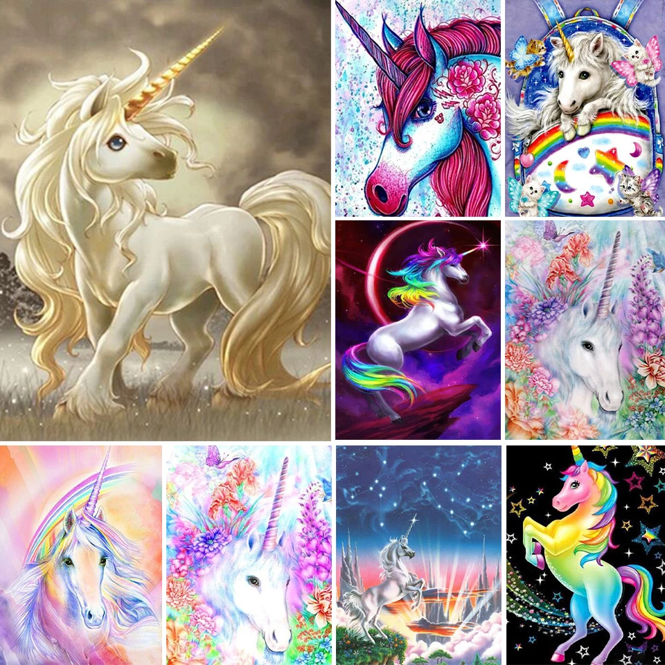 

DIY 5D Diamond Painting Cartoon Magical Unicorn Cross Stitch Kit Full Square Embroidery Mosaic Art Picture Crafts for Child Gift