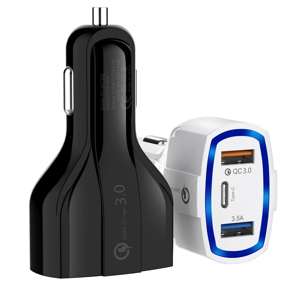 Автомобильное зарядное устройство USB 3 0 для Iphone X Samsung S9 Huawei P30 Xiaomi Mi9 QC3.0 3.5A |