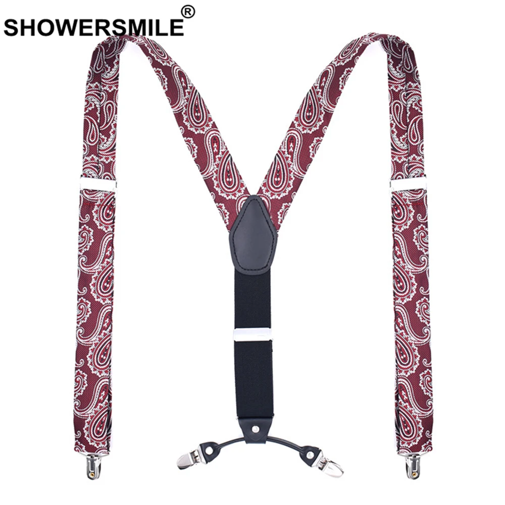 Shouresmile вышитые подтяжки для мужчин модные золотые 120 см 4 зажима мужской брюк |