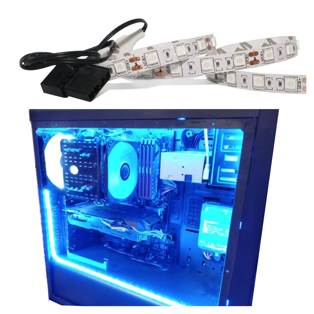 ПК Светодиодные ленты компьютер чехол клейкая лента светильник 5050 SMD гибкие 12V