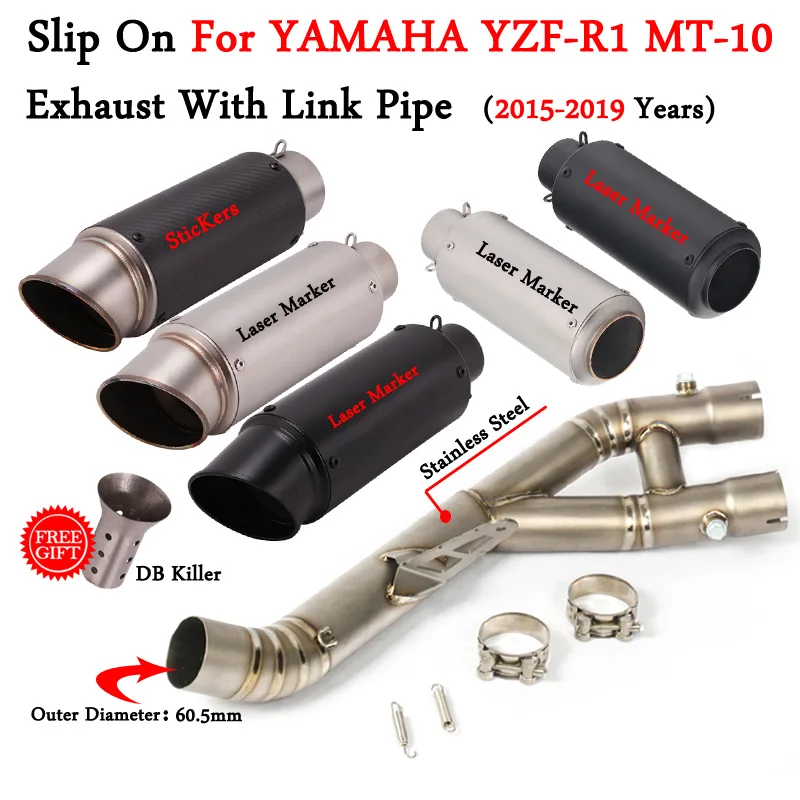 

Slip On For Yamaha YZF-R1 r1 MT10 R1M 2015-2019 Motorcycle Exhaust Modify Escape Muffler Mid Link Pipe Cat Delete Moto DB Killer