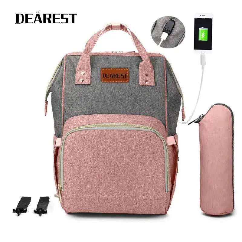 

Dearest 2021 nian New Style Fashion Nursing Large-Volume Multi-functional USB Mom and Baby Backpack Mom Backpack