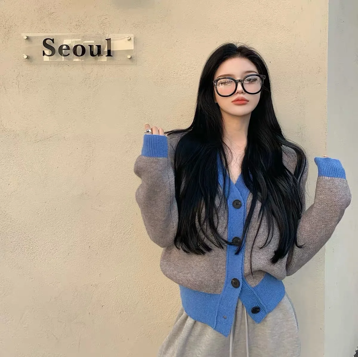 

Женский однобортный Кардиган с V-образным вырезом и длинным рукавом