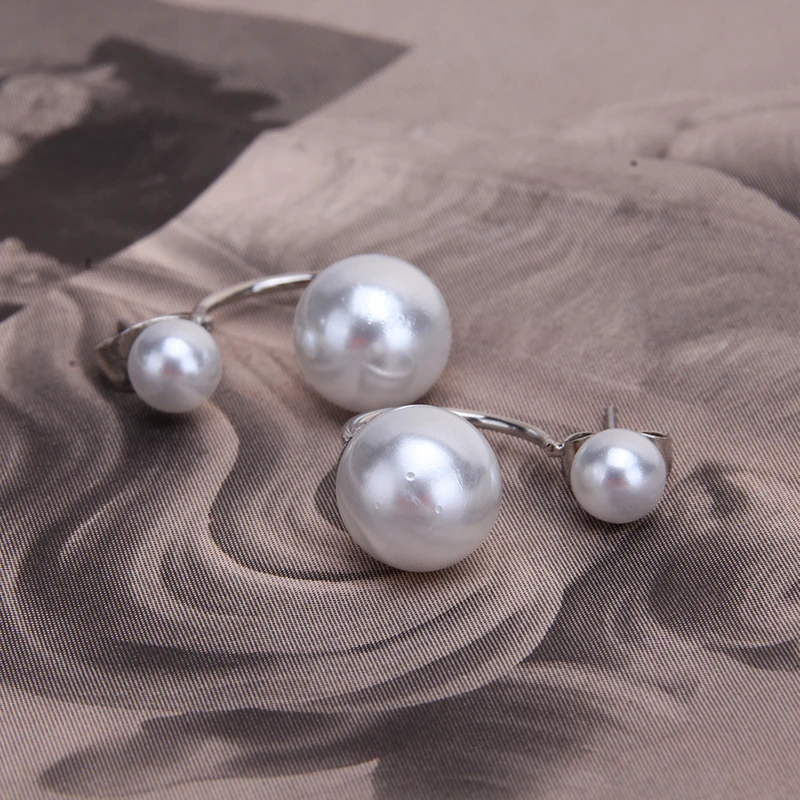 Модные ювелирные изделия для ушей двойные модели звезд имитация жемчуга