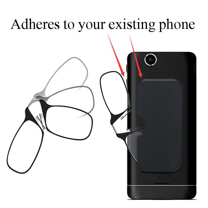 

New Legless Clamp nose reading glasses for both men and women portable sticky phone to send ultra-thin glasses case +2.00 +2.50