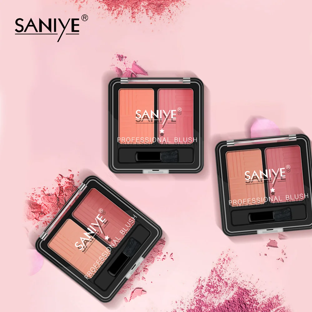 SANIYE, натуральные Румяна для лица, Запеченные Румяна, основа, 2 цвета, Минеральные румяна, палитра, макияж, румяна E0227
