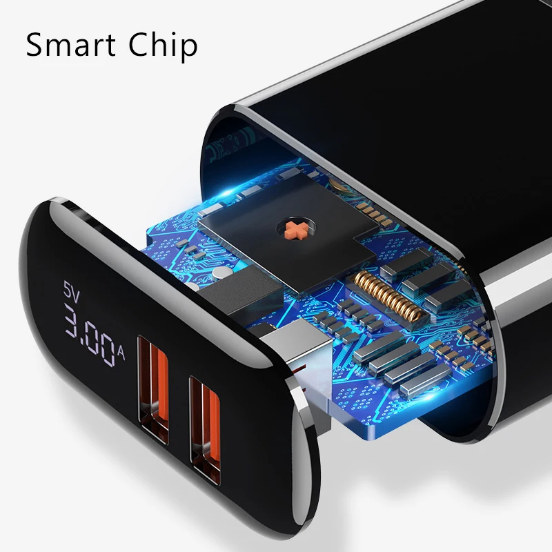 YKZ Quick Charge 3 0 USB зарядное устройство светодиодный дисплей QC быстрая зарядка