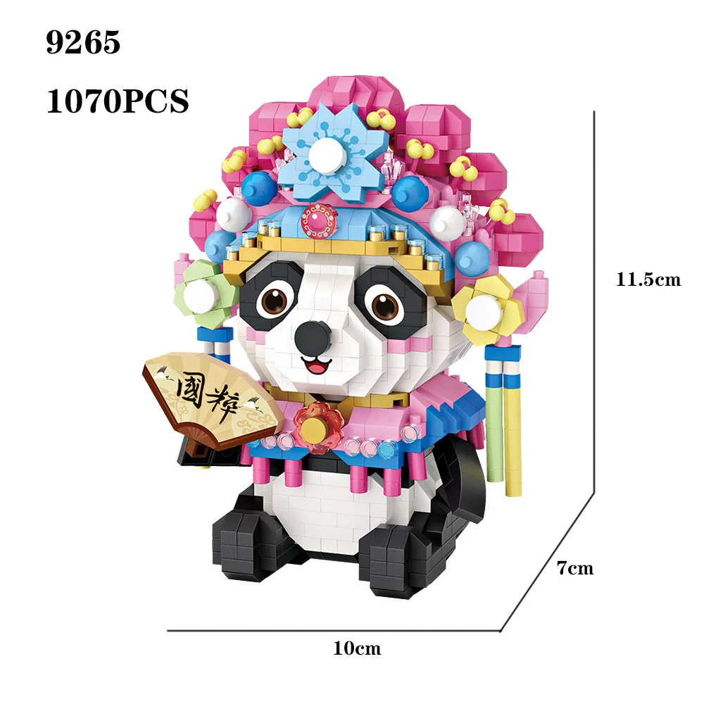 

1070pcs 9265 Peking Opera Panda Micro Building Blocks Chinese Style Cute Panda Assembled Model Bricks Figures Toys For Children