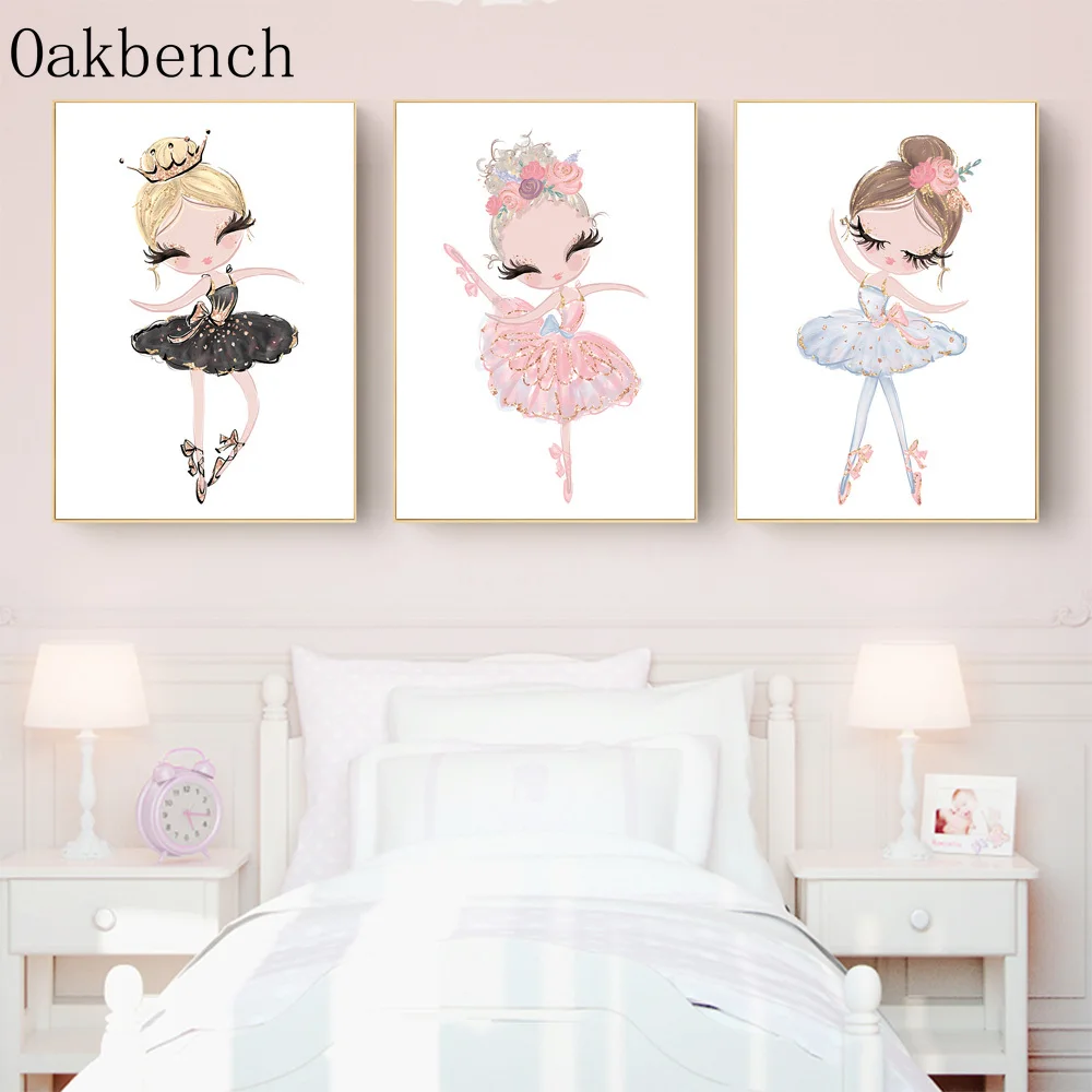 Картина на холсте с изображением балея и девочки Настенная картина для детской