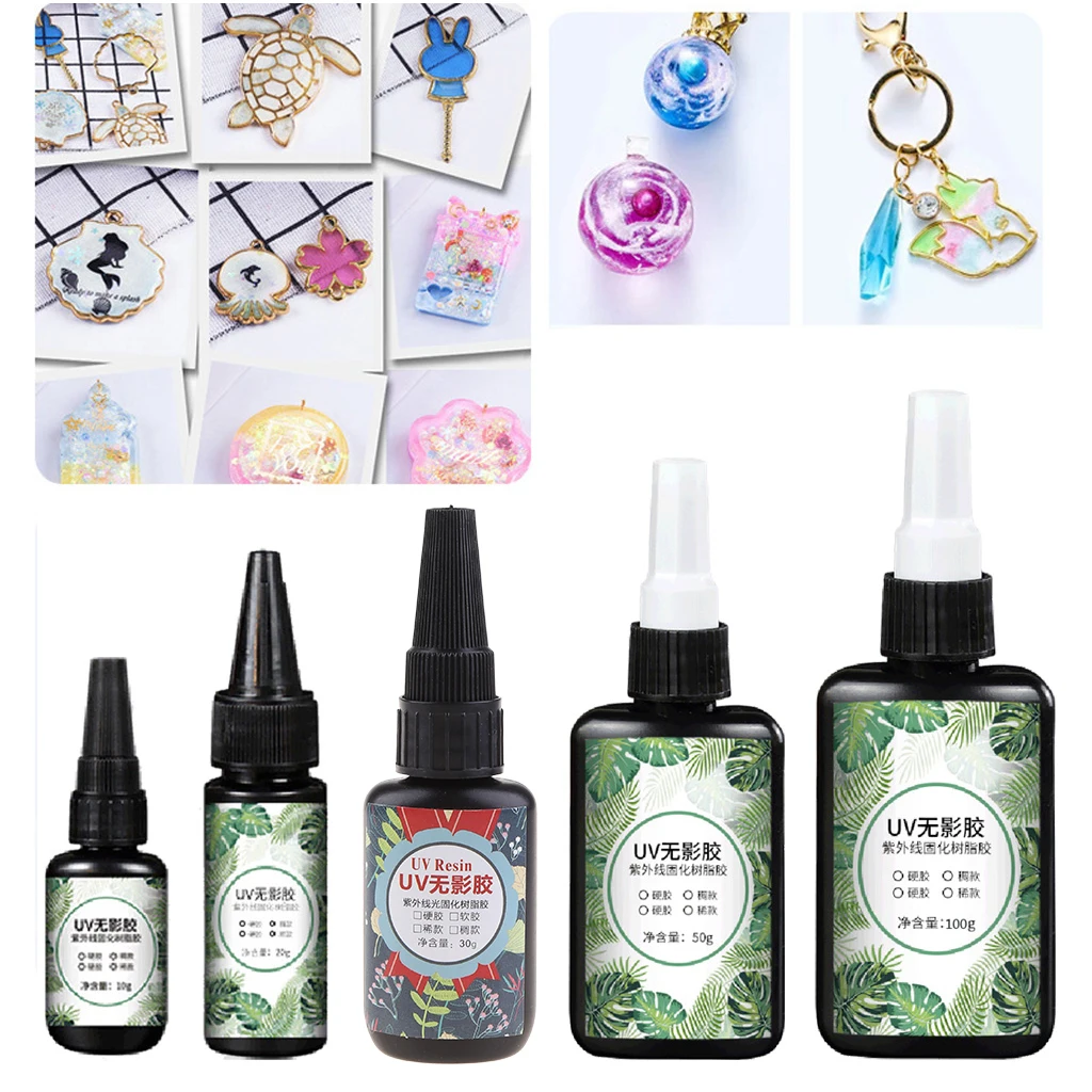 

10/20/30/50/100g UV Resin Crystal Clear Hard Ultraviolet Curing Epoxy Resin DIY Jewelry Making Art Nail Art Accessories