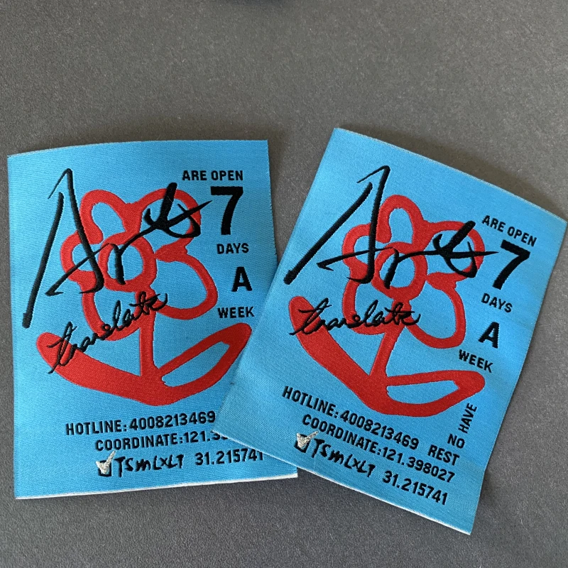 

Custom 7*9cm High Density Clothing label Woven Label/ Garment Labels