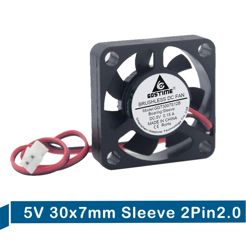 20 штук в партии Gdstime 3007S 5v 2Pin 3 см 30 мм 30x30x7 мм DC Бесщеточный Охлаждающий вентилятор