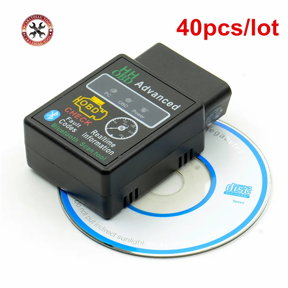 40 шт./лот HH OBD Advanced OBDII OBD2 ELM 327 Mini ELM327 V2.1 Bluetooth Автомобильный диагностический сканер
