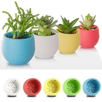 mini cute round plastic plant flower pot garden home office decor planter desktop flower pots colourful