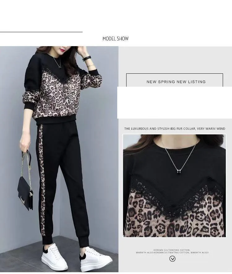 Новые осенние повседневные женские комплекты одежды большие размеры из двух