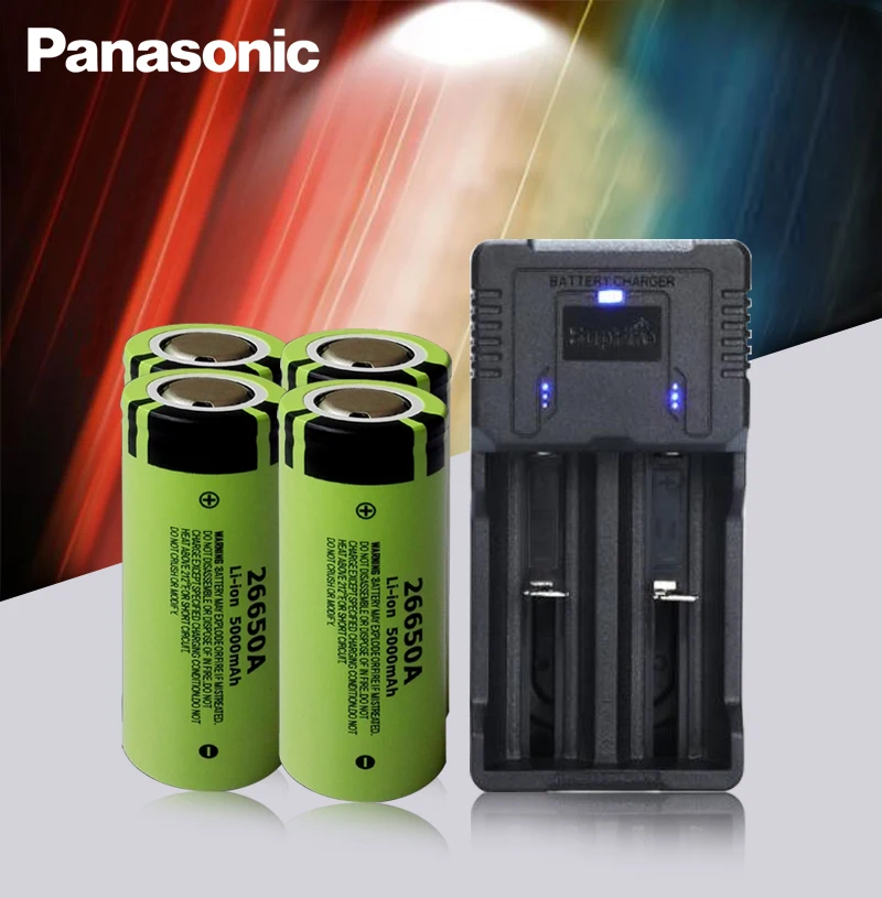 4 шт. 100% оригинальные литий-ионные аккумуляторы Panasonic 26650A 3 7 в 5000 мАч | Электроника