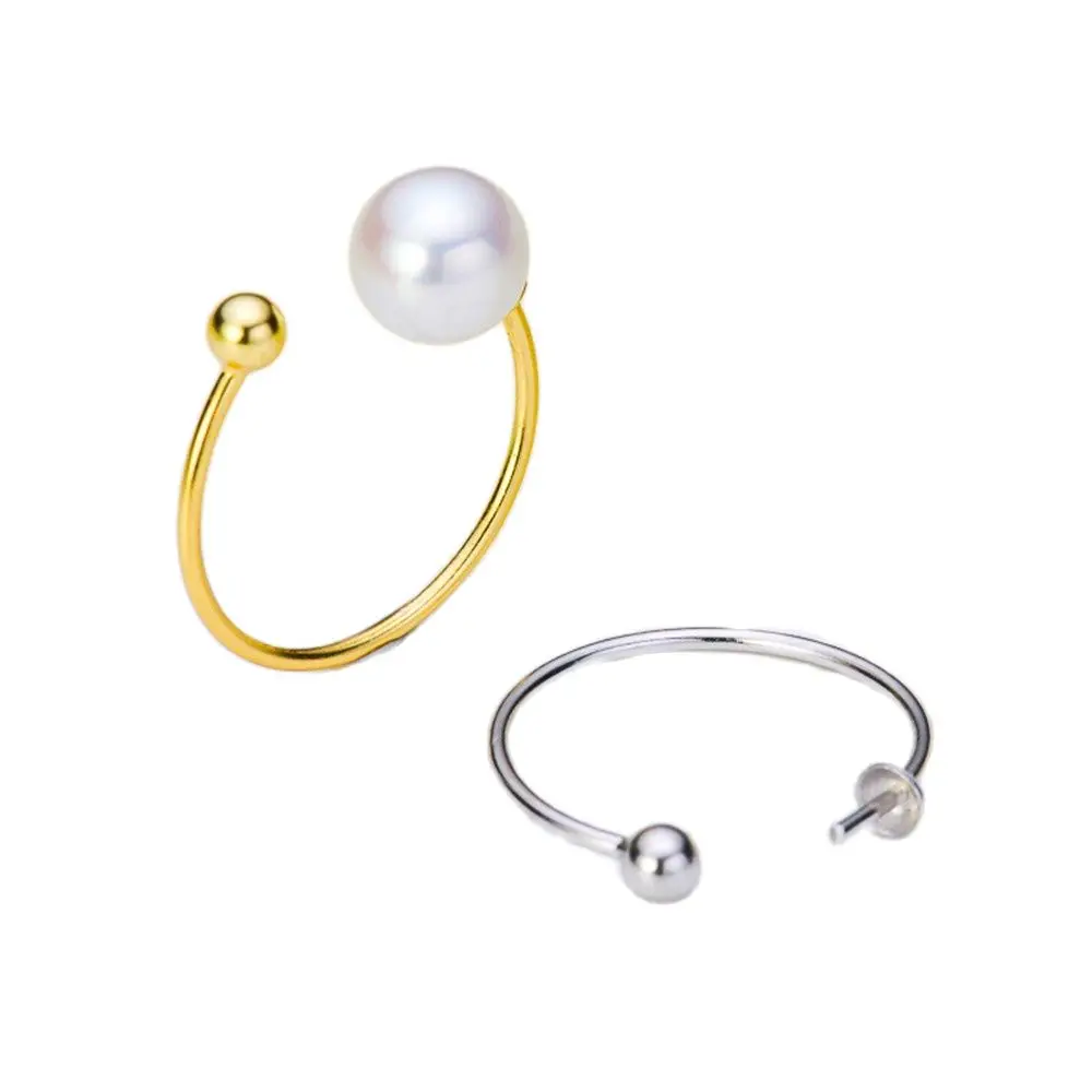 

Ring Mount Pearl Accessories Adjustable Size 925 Sterling Silver Ring Jewelry DIY No Pearl