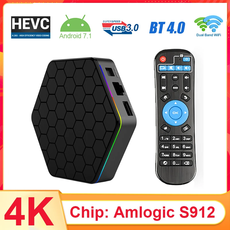T95Z плюс Смарт ТВ BOX Amlogic S912 Android 7 1 2G/16G 3G 32G Media Player 2 4 г/с) Wi Fi 5 ГГц двухъядерный