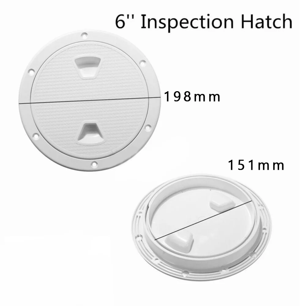 

ABS Inspection Hatch 6 Inch White Plate Boat Deck Screw Out RV Kayaking