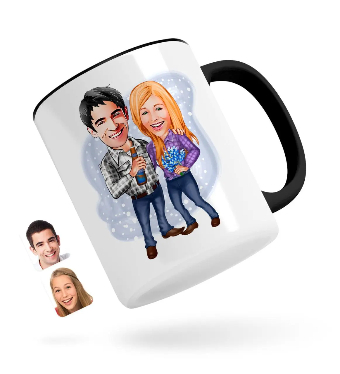 

Персонализированные день Святого Валентина карикатура черная кружка Bardak-50