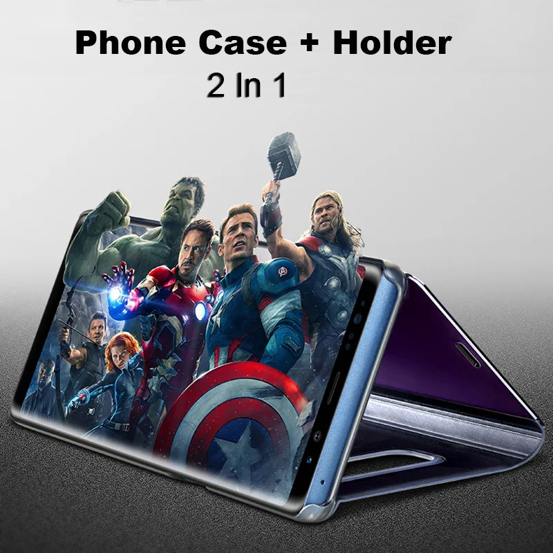 Умный кожаный чехол-книжка с зеркальным покрытием для Samsung Galaxy Note 3 4 5 6 7 8 9 10 Pro S8 S9