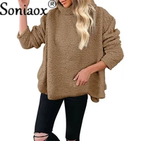 2021 new loose sweater women jumpers long sleeve fleece tops streetwear ladies solid autumn winter outwear sexy coat sweatshirt