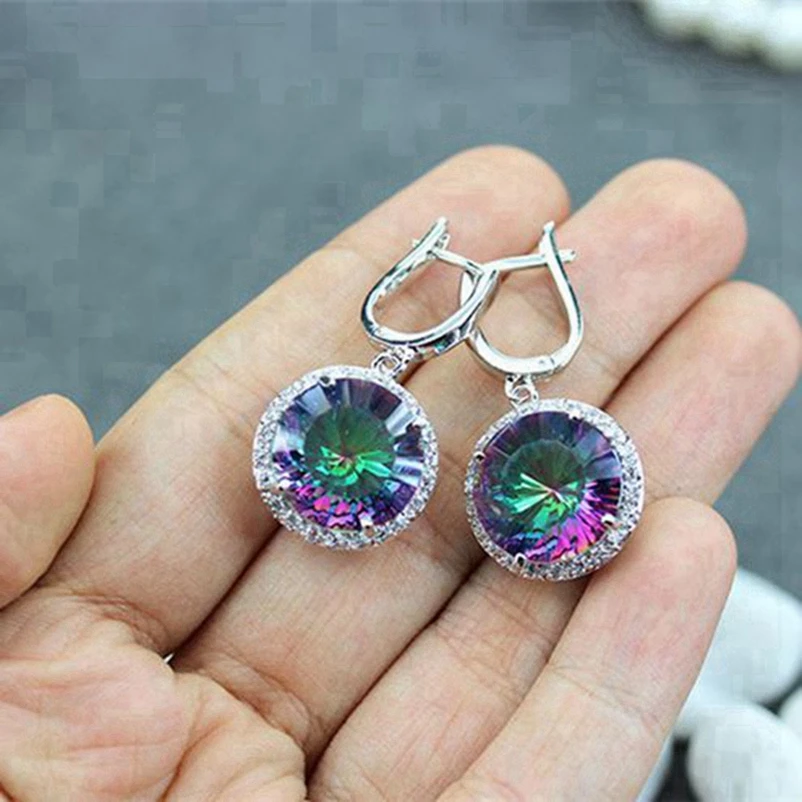 Серьги SHUNXUNZE для женщин, аксессуары, роскошный розовый фиолетовый светло-голубой Радужный кубический цирконий, посеребренный R146 R486 R737 R749