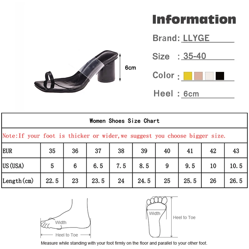 

Women's Slippers Round Heels Clip Toe Woman Transparent PVC Square Toe Ladies Slides Elegant Female Shoes Summer Outside Fashion
