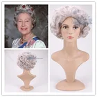 Ролевые игры, серебряные волнистые парики для бабушки эгельбет королевы, праздничные костюмы для пожилых женщин