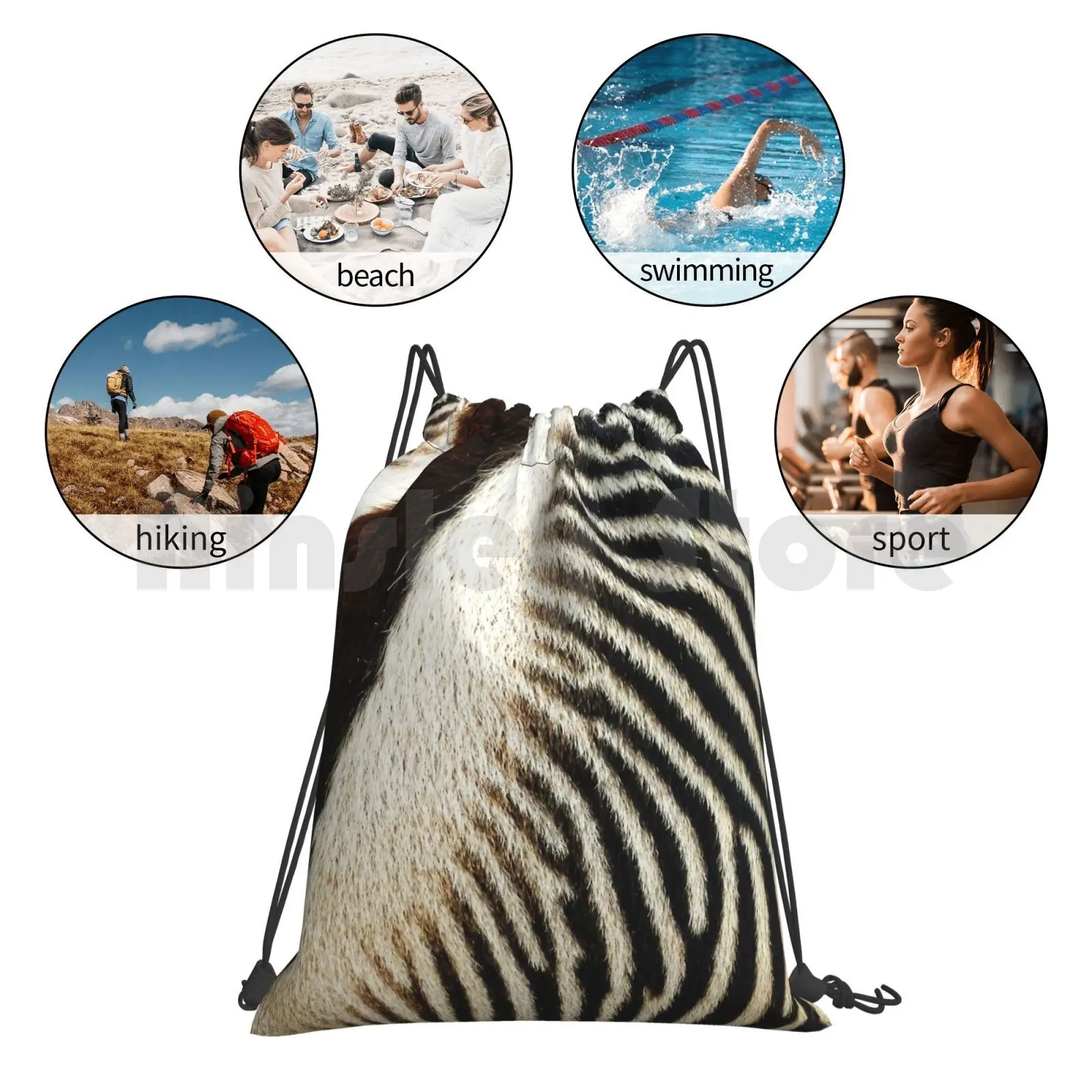 

Zebra Caboose Backpack Drawstring Bag Riding Climbing Gym Bag Zebra Caboose Zebra Zebra Pattern Zebra Stripes Nature Zoo