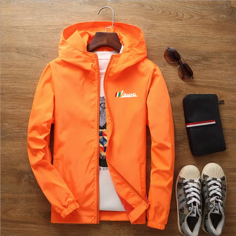 

Vespa Car Printing 2021 Spring Summer New Men's Running Clothes Fashion Comfortable Trend Solid Color Jacket Skin Clothing Trend