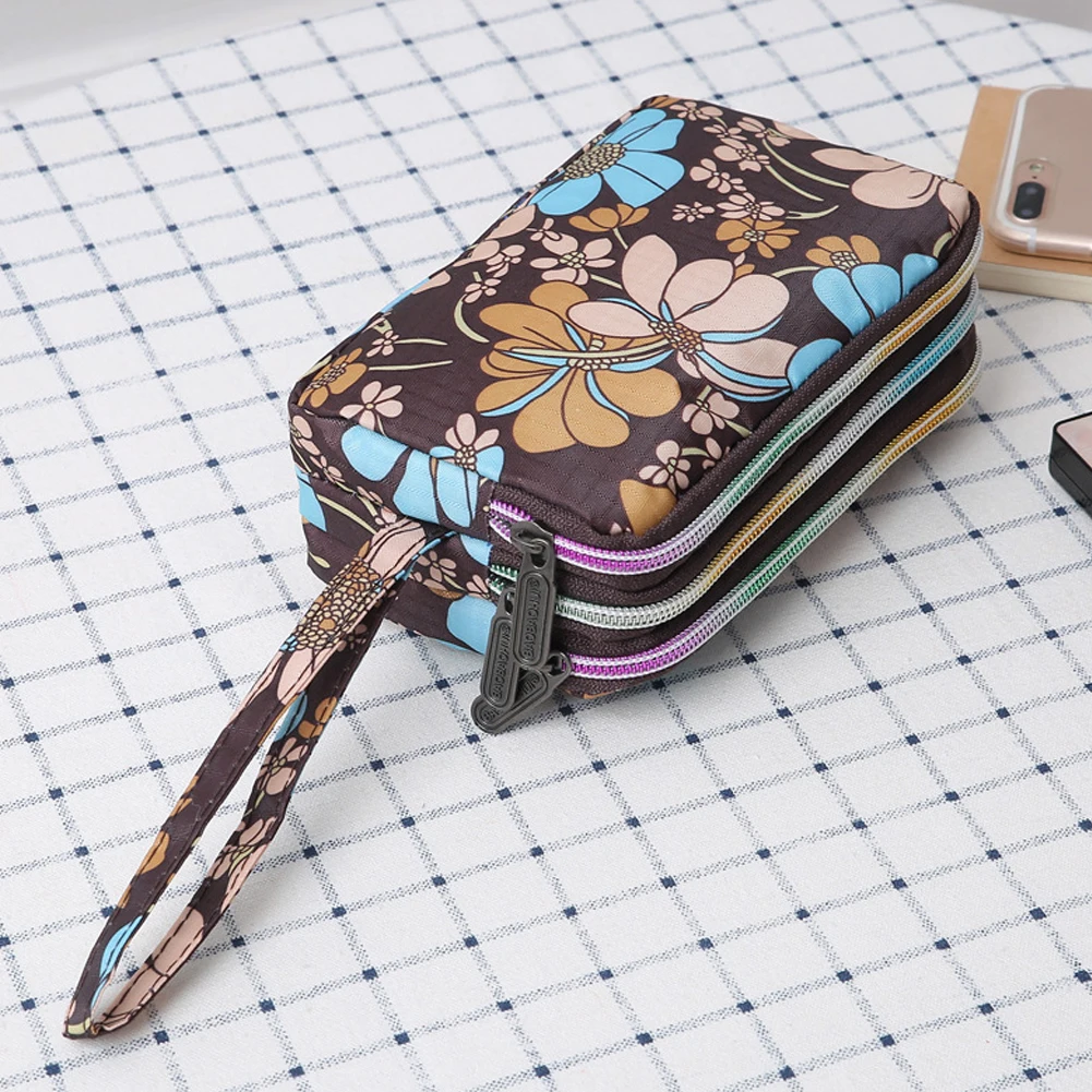 Сумка-кошелек женская холщовая с принтом s 3 слоя отделением для карт и монет